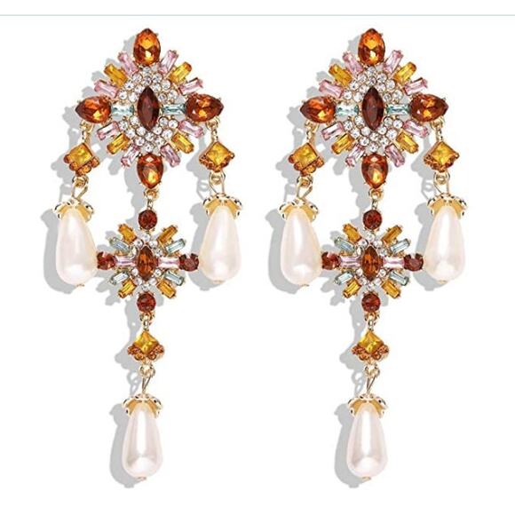 boutique Jewelry - Bridal Formal Chandelier Pearl Earrings